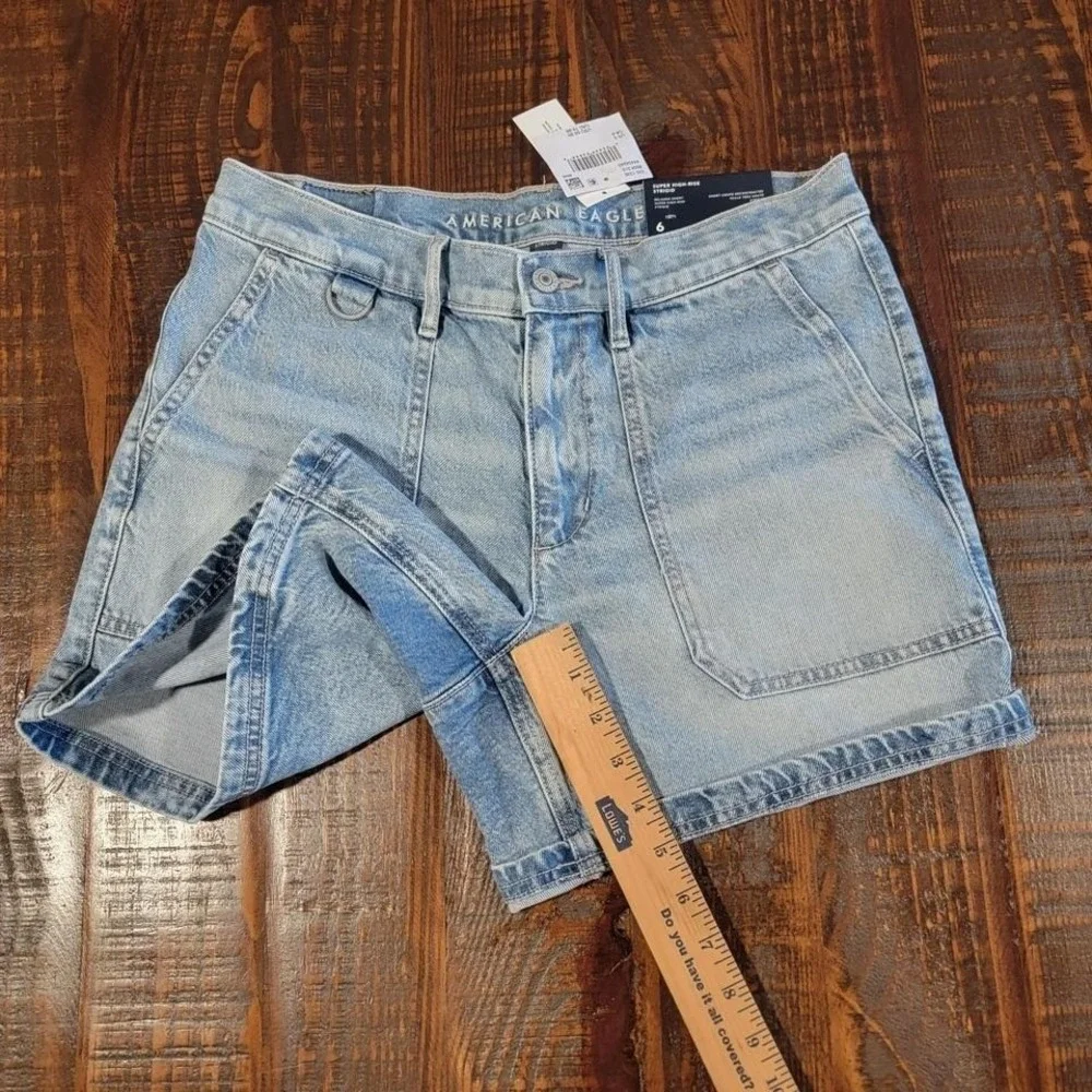 New American Eagle relaxed strigid shorts super high rise‎ size 6/28 womens new - Picture 5 of 7